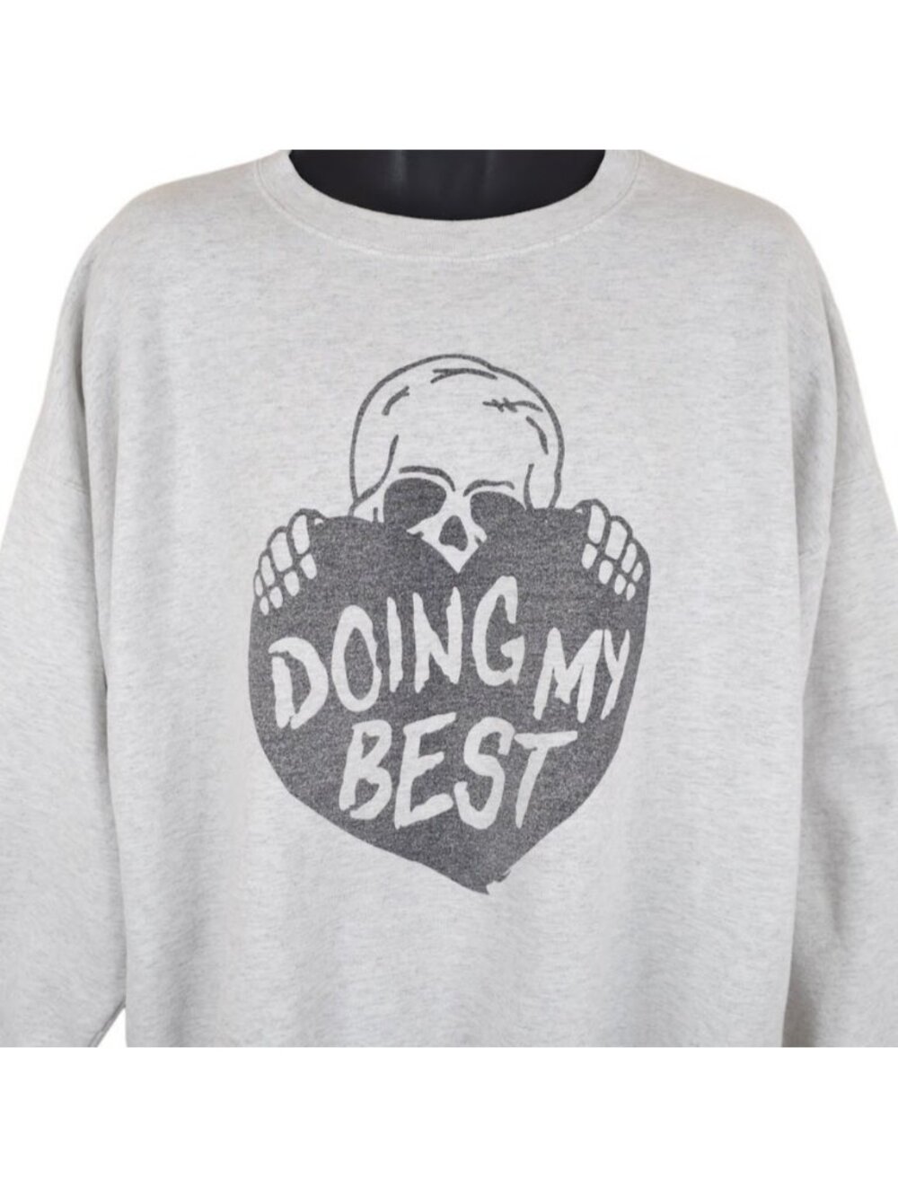 Doing My Best Sweatshirt Mens Size 2XL Gray Heart Skeleton Skull